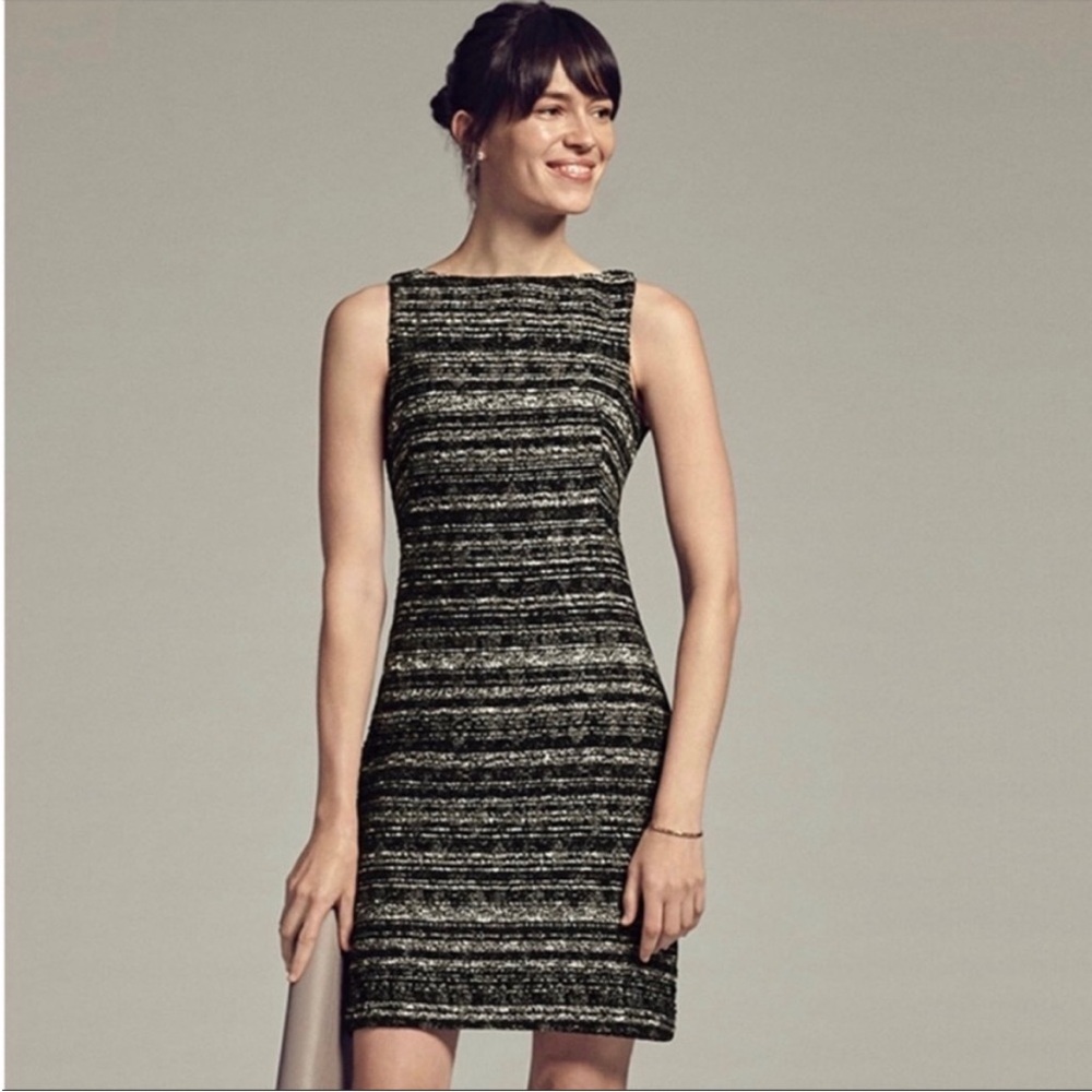 MM Lafleur The Lydia Tweed Sheath Dress Black Size 4